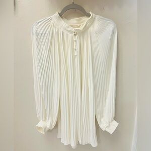 Soft Surroundings Ivory Pleated Blouse